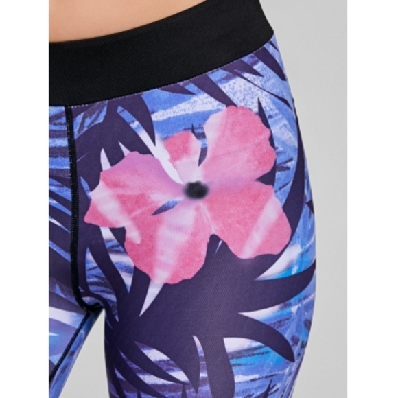 Yoga Pants High Quality Printed BLUE Floral  Sport - Picture 5 of 9